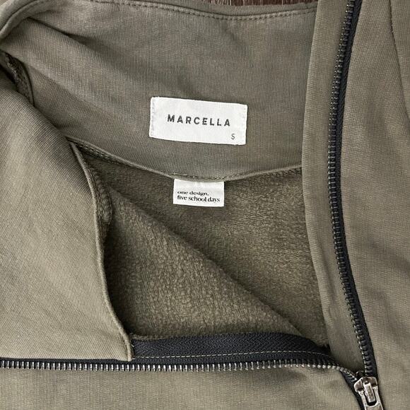 Marcella NYC Alani Olive Sweatshirt Dress Small Funnel Neck Zip Pullover Mini - Picture 8 of 16